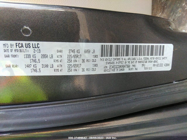 Dodge Grand Caravan Sxt 2019 2C4RDGCG0KR647360 Image 9