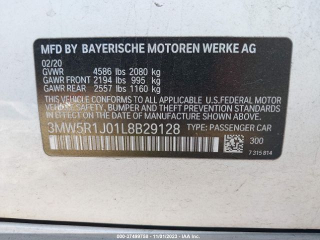 3MW5R1J01L8B29128 BMW 3 Series 330i