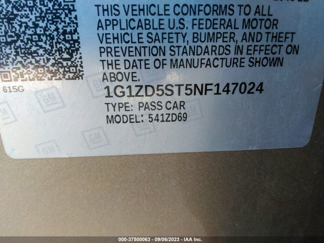 Chevrolet MALIBU LT 2022 1G1ZD5ST5NF147024 Image 9