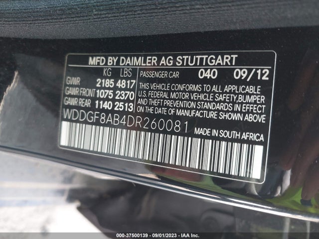 2013 MERCEDES-BENZ C-CLASS C 300 VIN: WDDGF8AB4DR260081