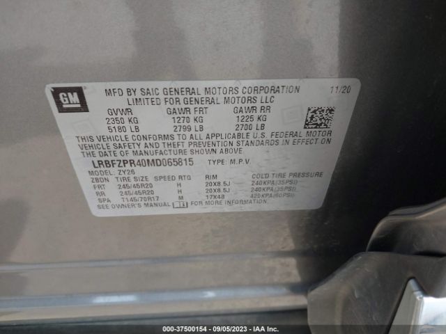 LRBFZPR40MD065815 Buick Envision Essence