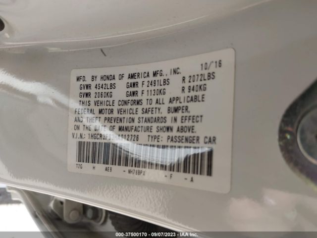 1HGCR3F93HA012726 Honda Accord Sedan Touring