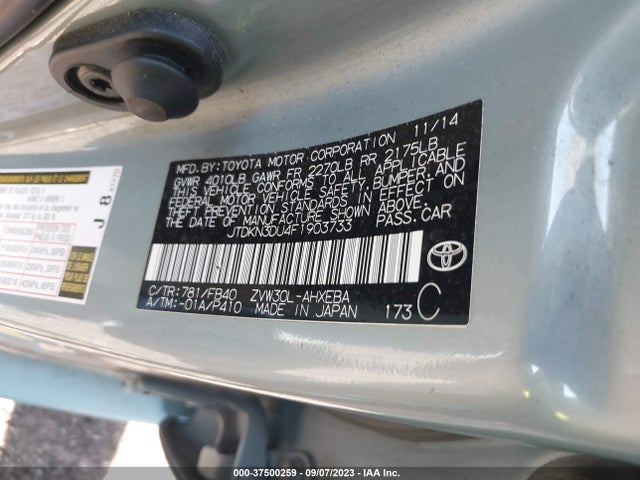 Toyota Prius Four 2015 JTDKN3DU4F1903733 Image 9