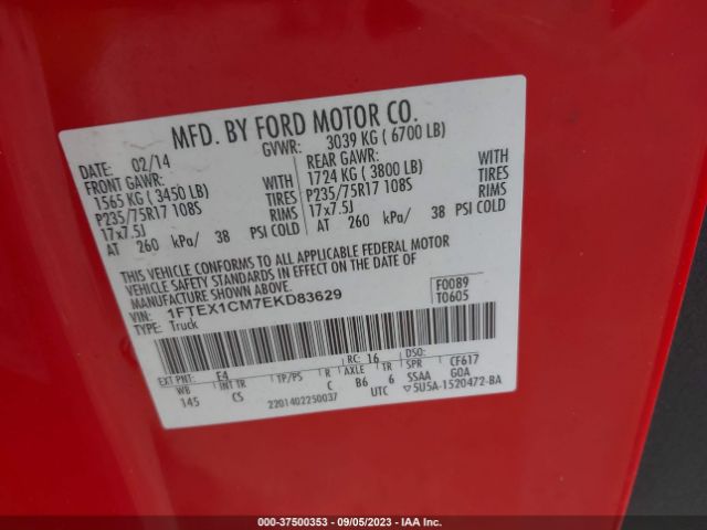 1FTEX1CM7EKD83629 Ford F-150 Xl/stx/xlt
