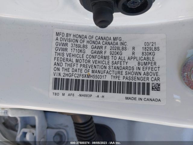 2HGFC2F6XMH550317 Honda Civic Sedan Lx
