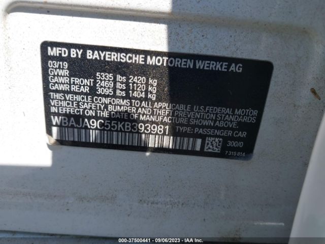WBAJA9C55KB393981 BMW 5 Series 530e Iperformance