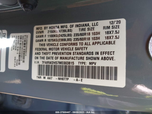 Honda CR-V EX 2021 7FARW2H57ME003815 Image 9