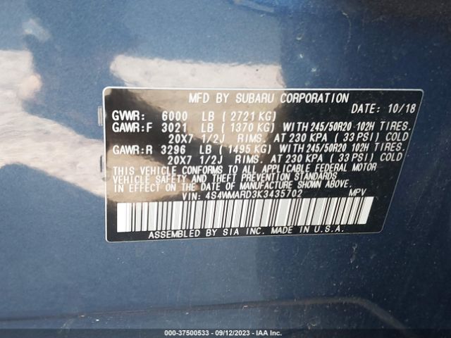 4S4WMARD3K3435702 Subaru Ascent Touring