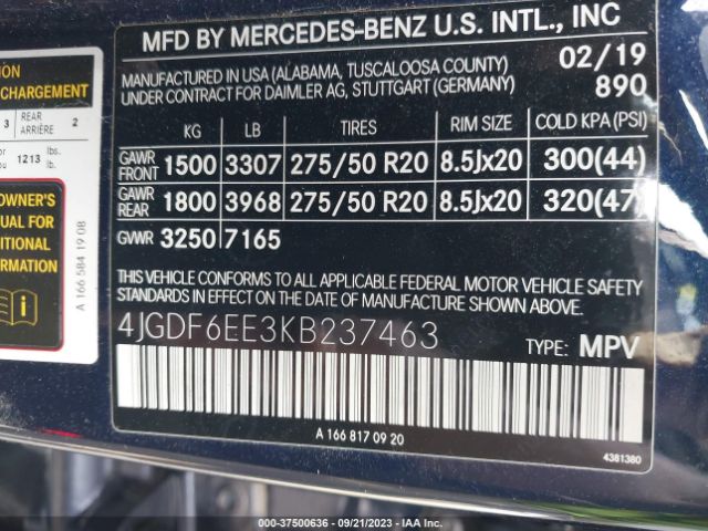 4JGDF6EE3KB237463 Mercedes-Benz Gls Gls 450