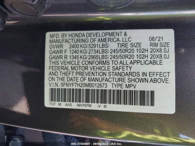 5FNYF7H20MB012673 Honda Passport Sport