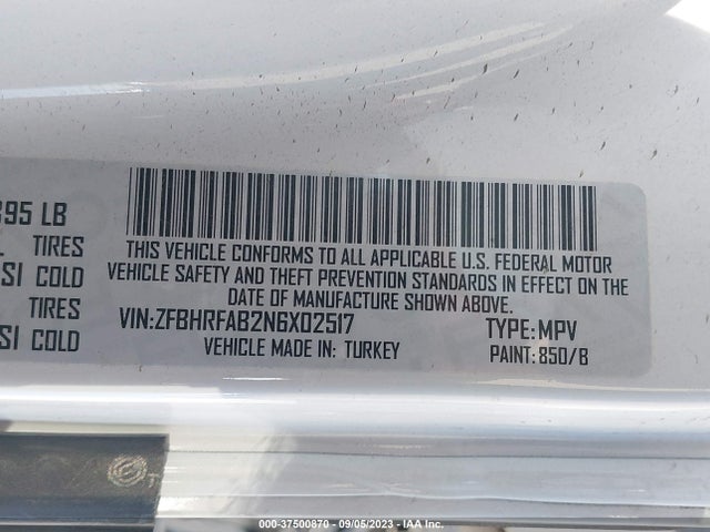 ZFBHRFAB2N6X02517 RAM Promaster City Tradesman
