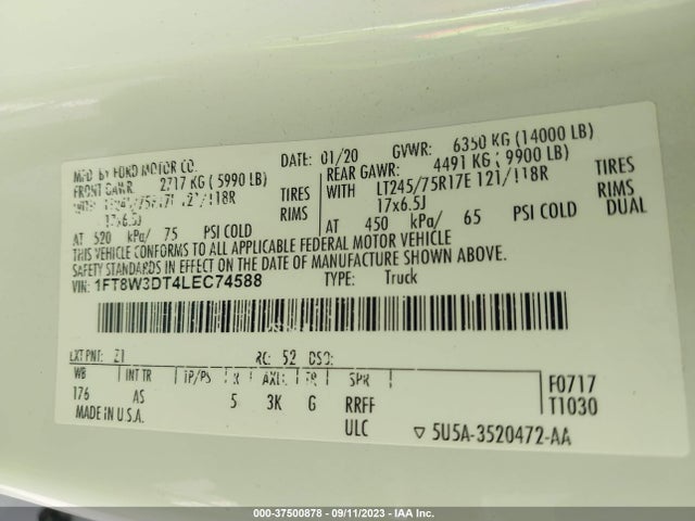2020 FORD SUPER DUTY F-350 DRW 1FT8W3DT4LEC74588 Photo 8