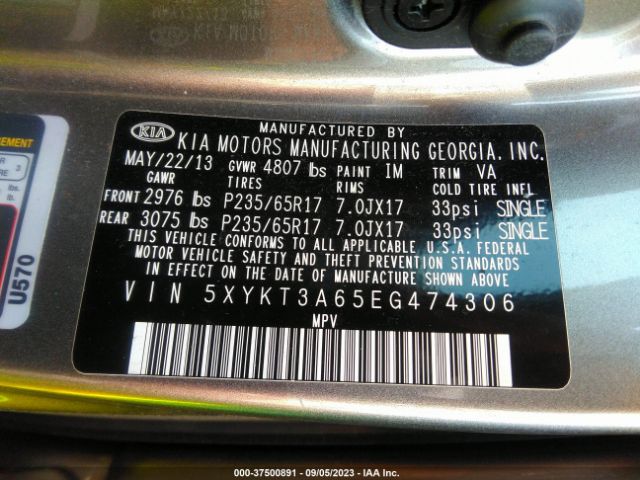 5XYKT3A65EG474306 KIA SORENTO LX