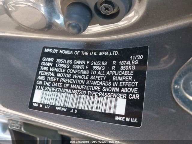SHHFK7H40MU407200 Honda Civic Hatchback Sport