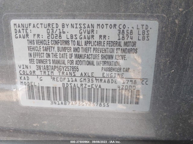 Nissan SENTRA SR 2016 3N1AB7AP5GY257855 Image 9