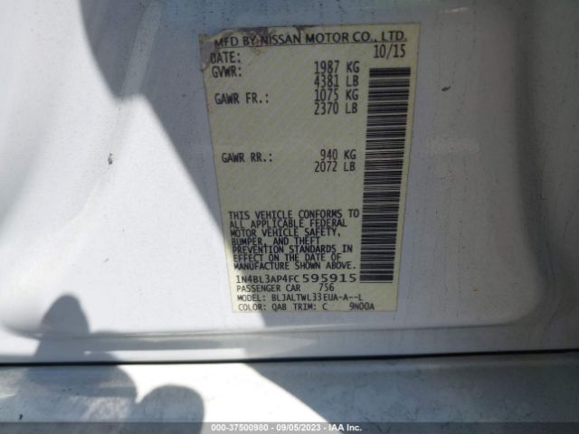 1N4BL3AP4FC595915 Nissan Altima 3.5 Sl
