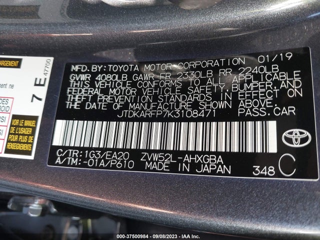 Toyota Prius Prime Plus/premium/advanced 2019 JTDKARFP7K3108471 Image 9
