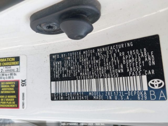 5YFBURHE7EP106959 Toyota COROLLA LE