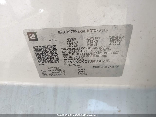 Chevrolet Tahoe Premier 2018 1GNSKCKC3JR366776 Image 9