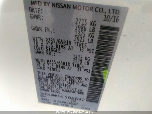 5N1DL0MM3HC506692 Infiniti QX60