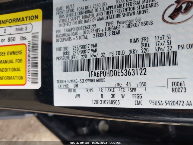 Ford FUSION SE 2014 1FA6P0HD0E5363122 Image 9