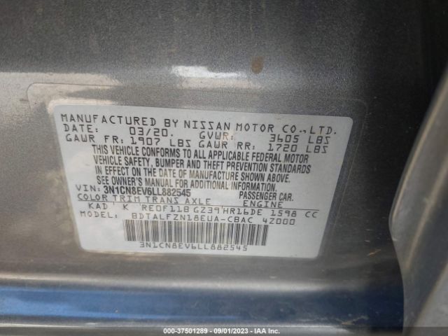 3N1CN8EV6LL882545 Nissan VERSA SV