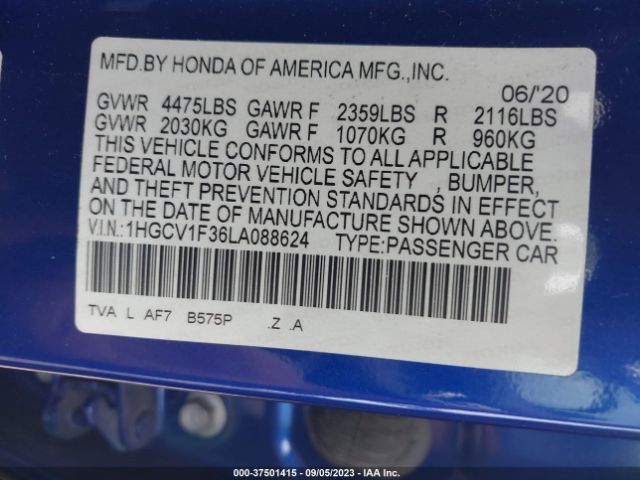 1HGCV1F36LA088624 Honda Accord Sedan Sport