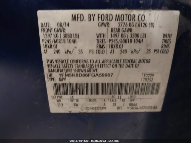 1FM5K8D86FGA59967 Ford EXPLORER XLT