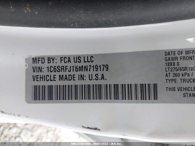1C6SRFJT6MN719179 RAM 1500 Laramie