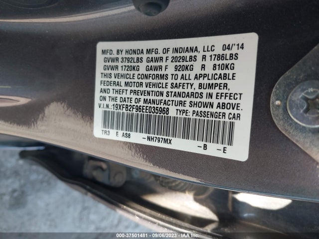 Honda Civic Sedan Ex-l 2014 19XFB2F96EE035968 Image 15