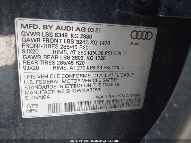 WA1LXAF79MD034868 Audi Q7 Premium Plus