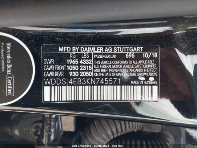 WDDSJ4EB3KN745571 Mercedes-Benz Cla Cla 250