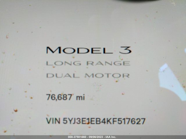5YJ3E1EB4KF517627 Tesla Model 3 Long Range/performance
