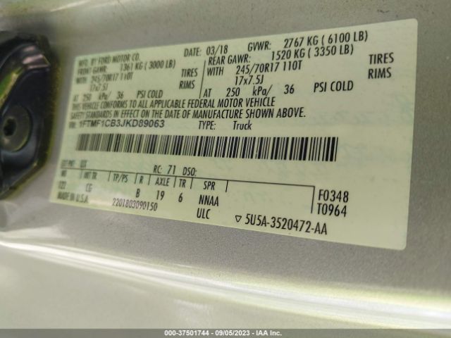 1FTMF1CB3JKD89063 Ford F-150 Xl/xlt
