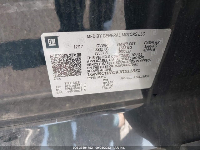 Chevrolet Suburban Lt 2018 1GNSCHKC9JR211871 Image 9