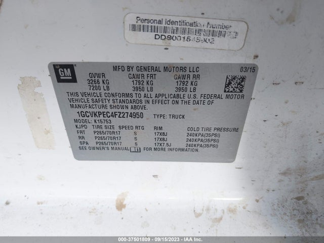 Chevrolet Silverado 1500 Work Truck 2015 1GCVKPEC4FZ274950 Image 9
