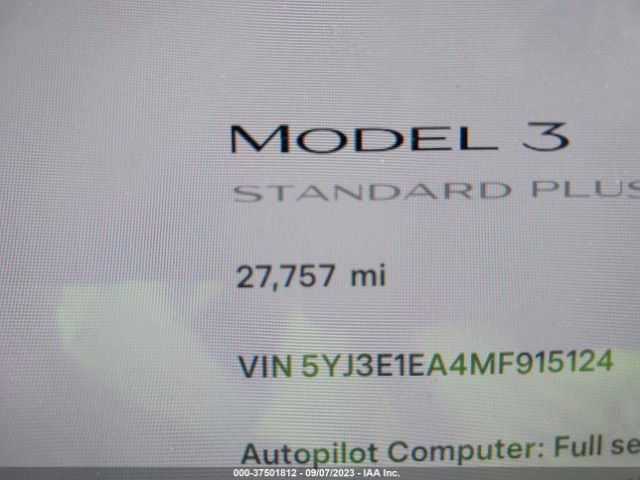 5YJ3E1EA4MF915124 Tesla Model 3 Standard Range Plus