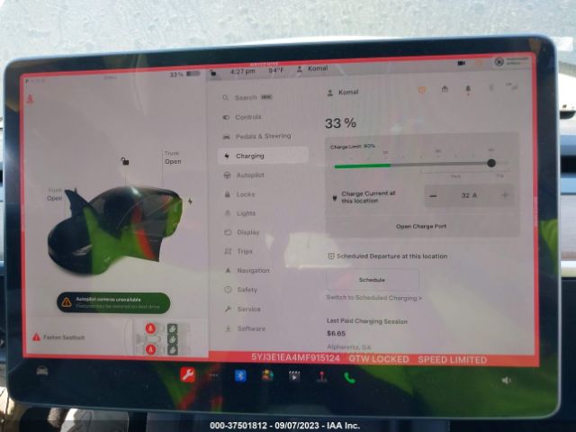 5YJ3E1EA4MF915124 Tesla Model 3 Standard Range Plus