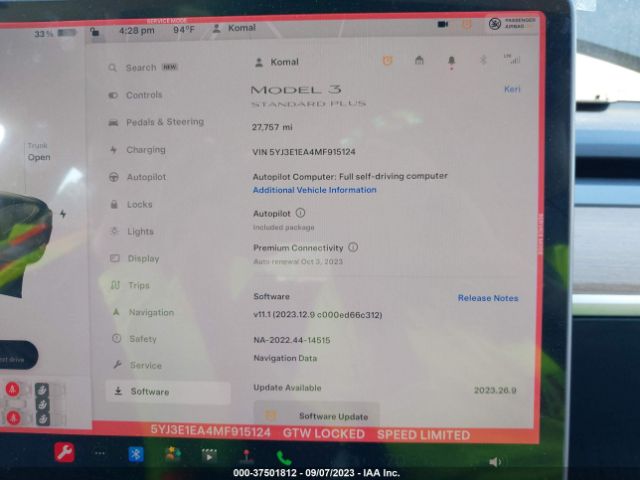 5YJ3E1EA4MF915124 Tesla Model 3 Standard Range Plus