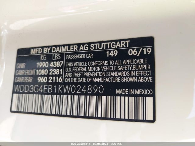 WDD3G4EB1KW024890 Mercedes-Benz A-class A 220