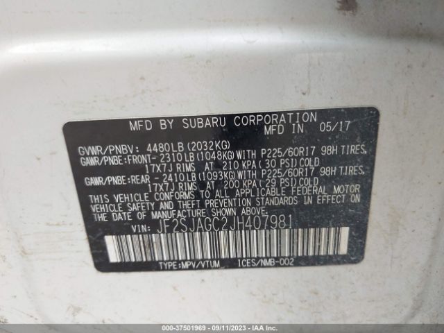 JF2SJAGC2JH407981 Subaru Forester Premium