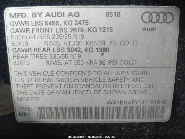 WA1BNAFY1J2181946 Audi Q5 Premium Plus