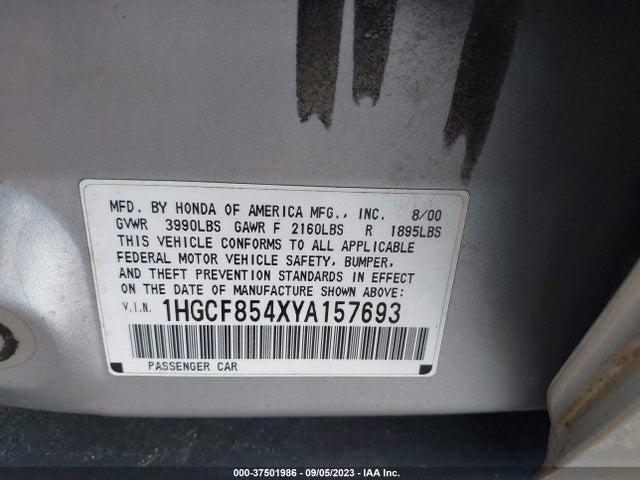 2000 HONDA ACCORD SDN DX VIN: 1HGCF854XYA157693