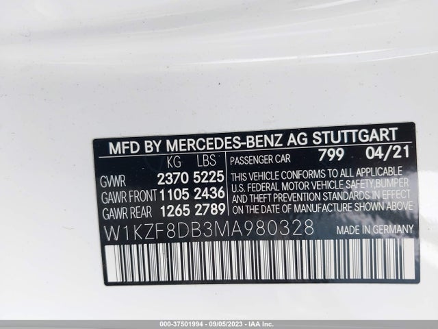 Mercedes-Benz E 350 2021 W1KZF8DB3MA980328 Image 9