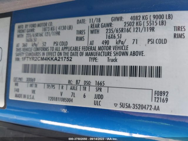 2019 FORD TRANSIT-250 1FTYR2CM4KKA21752 Photo 8