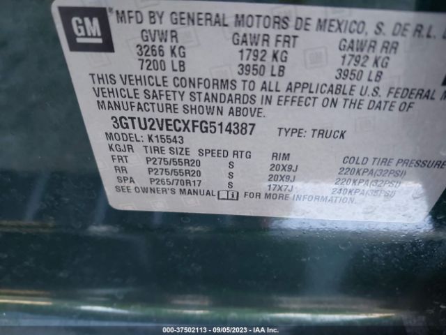 3GTU2VECXFG514387 GMC Sierra 1500 Slt