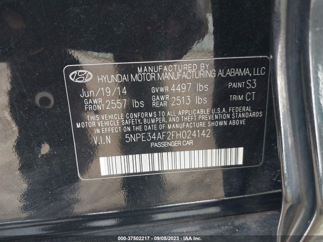 Hyundai Sonata 2.4l Limited 2015 5NPE34AF2FH024142 Image 9