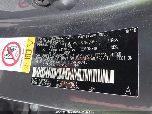 2018 Lexus RX, VIN: 2T2BGMCAXJC029122