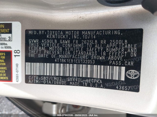 Toyota AVALON LIMITED 2014 4T1BK1EB1EU132053 Image 9