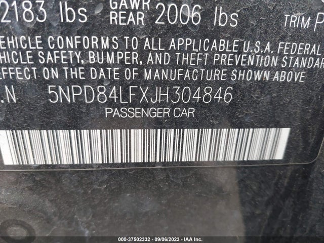 Hyundai ELANTRA SEL 2018 5NPD84LFXJH304846 Image 15